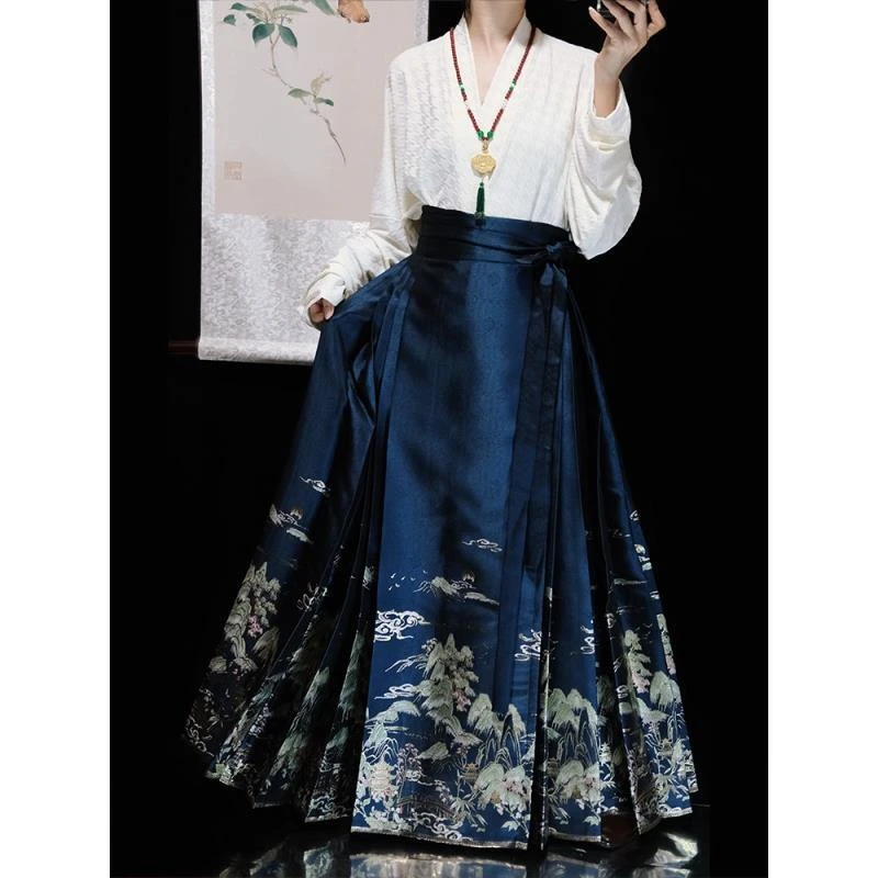 【清仓】明制汉服春夏飞机袖仿妆花千里江山马面裙套装2025