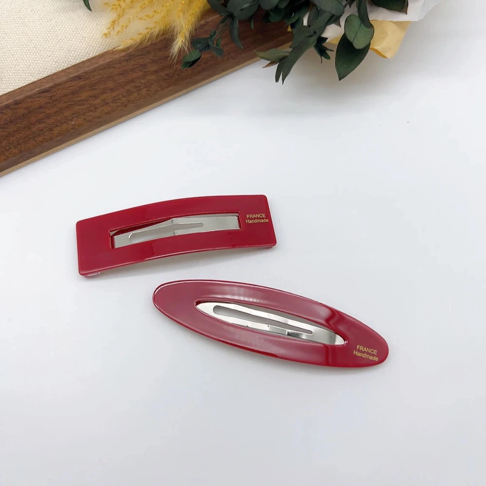 01768 安可拉红BB夹边夹组合-方形椭圆 长度8cm左右