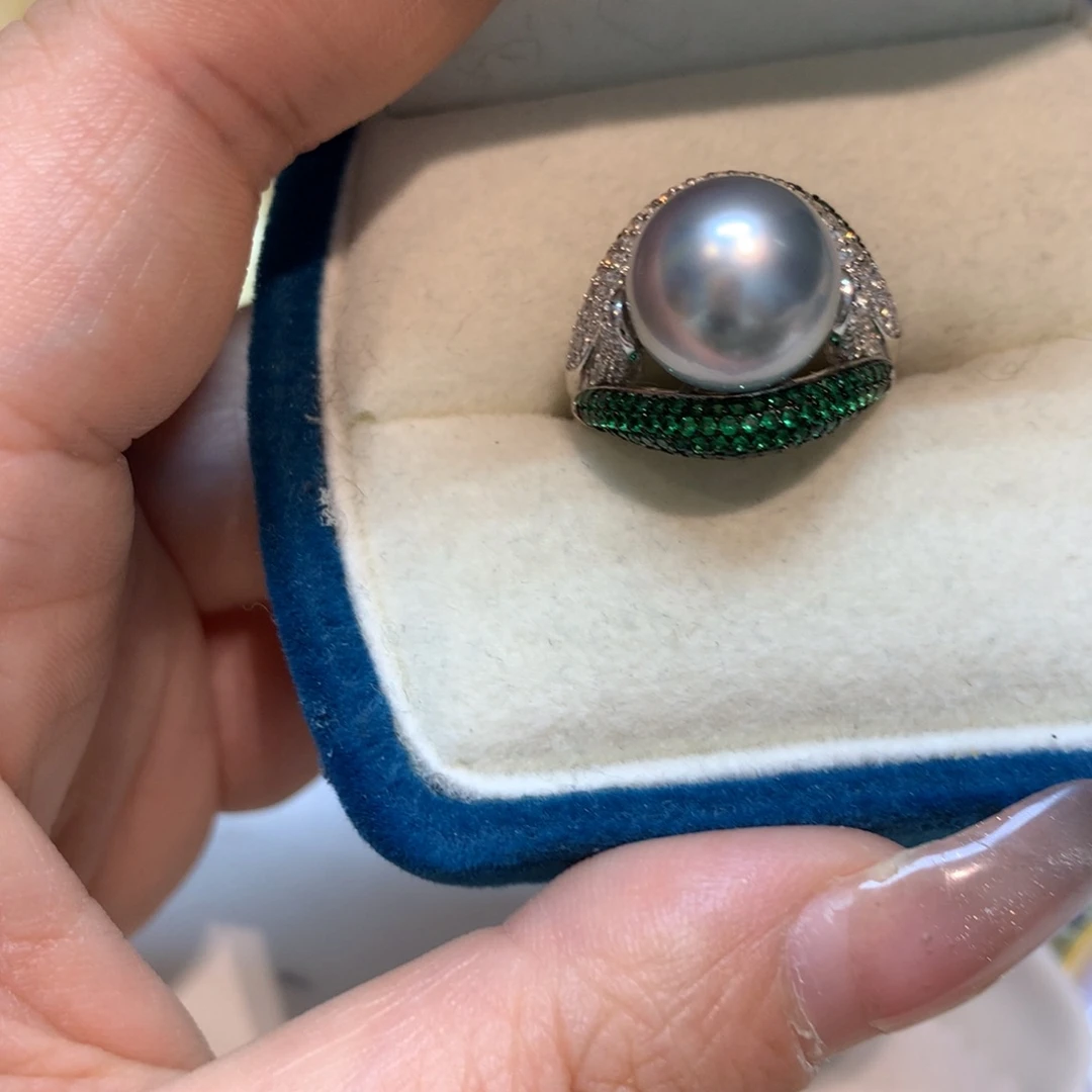 海水珍珠戒指银S925镶嵌