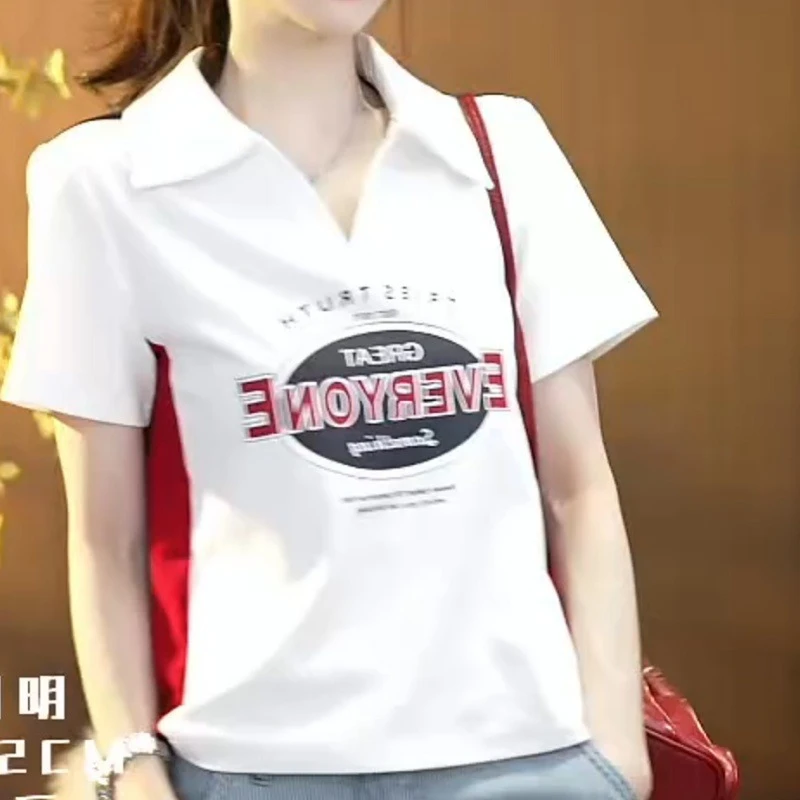 2025年新款夏季美式学院风时尚百搭印花拼接短袖t恤LK2502687