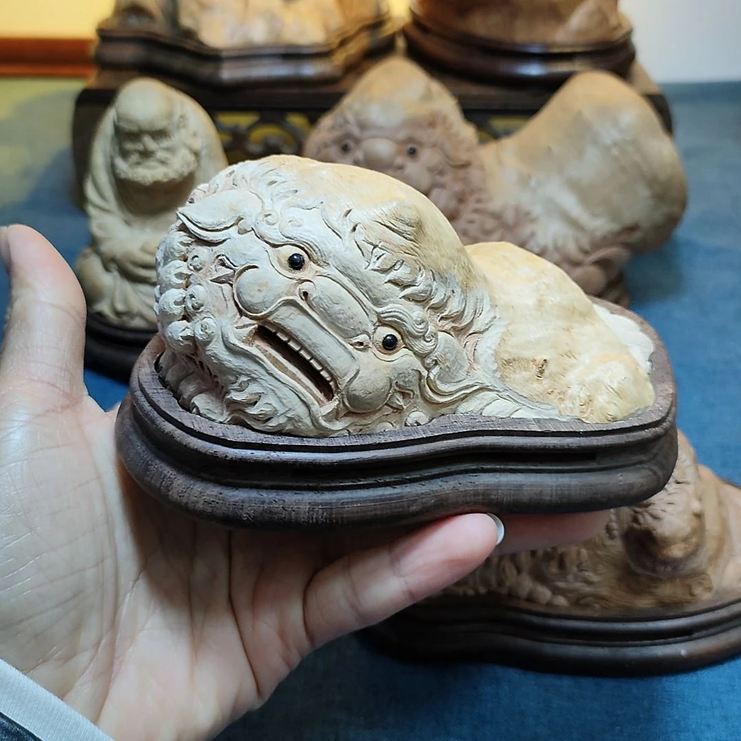 荔枝木C*7荔枝木香炉摆件纯手工雕刻狻猊