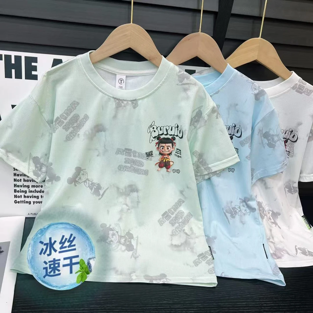 个性时髦款~男童夏季凉感薄款哪吒洋气设计款百搭短袖8958