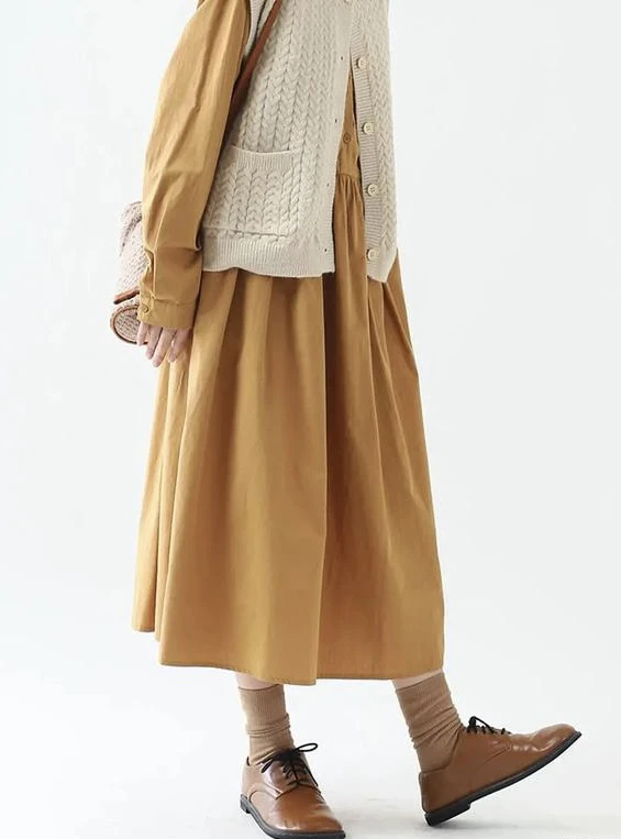 楠杉棉麻甜美洋气马甲连衣裙直播链接