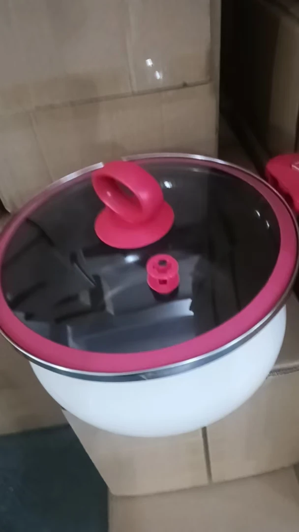 盖子需组装奶杏色不沾锅微压锅发1直径27