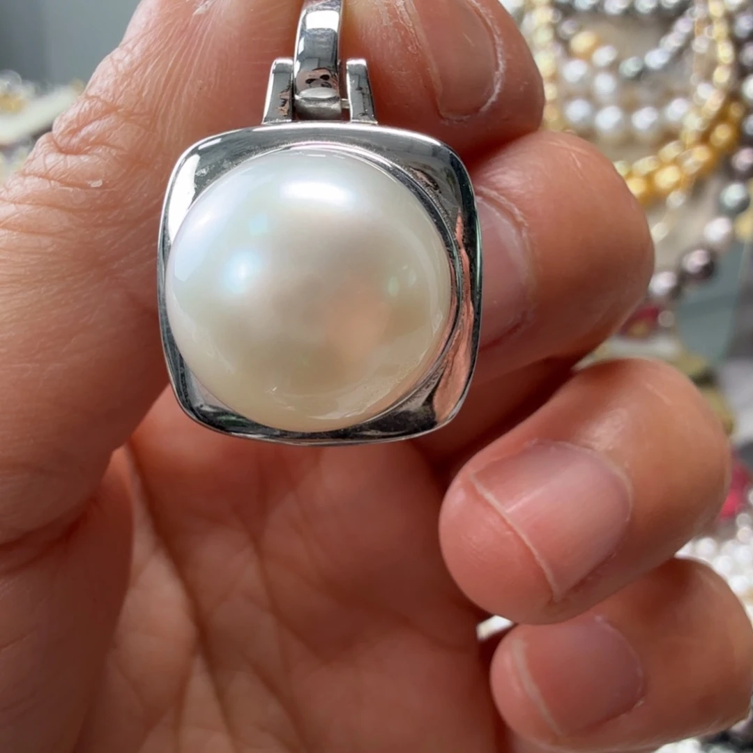 海水珍珠颈饰银S925镶嵌14mm