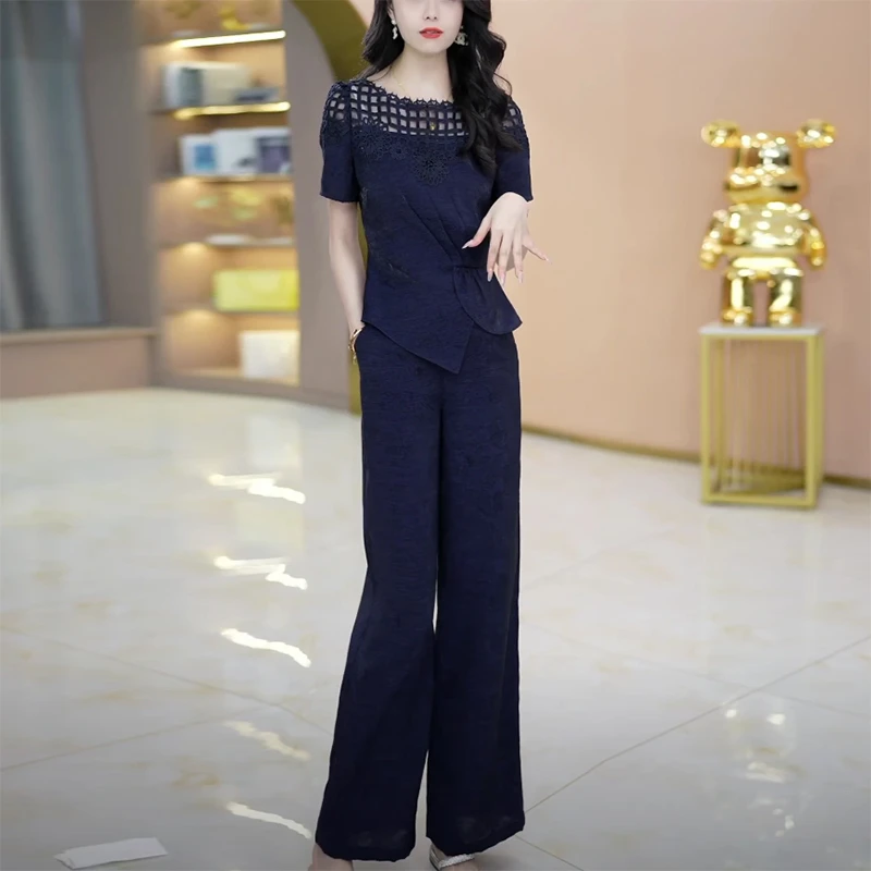 上衣＋裤子夏季优雅气质减龄修身显瘦大气收腰女装洋气时髦气质