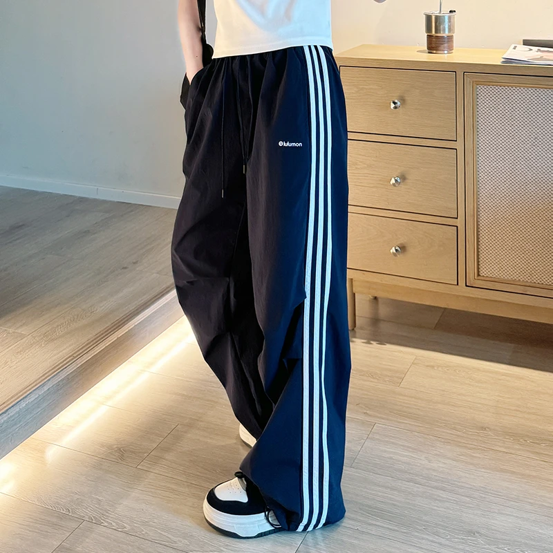 女童夏款运动休闲直筒裤2025儿童洋气时尚百搭阔腿裤中大童长裤