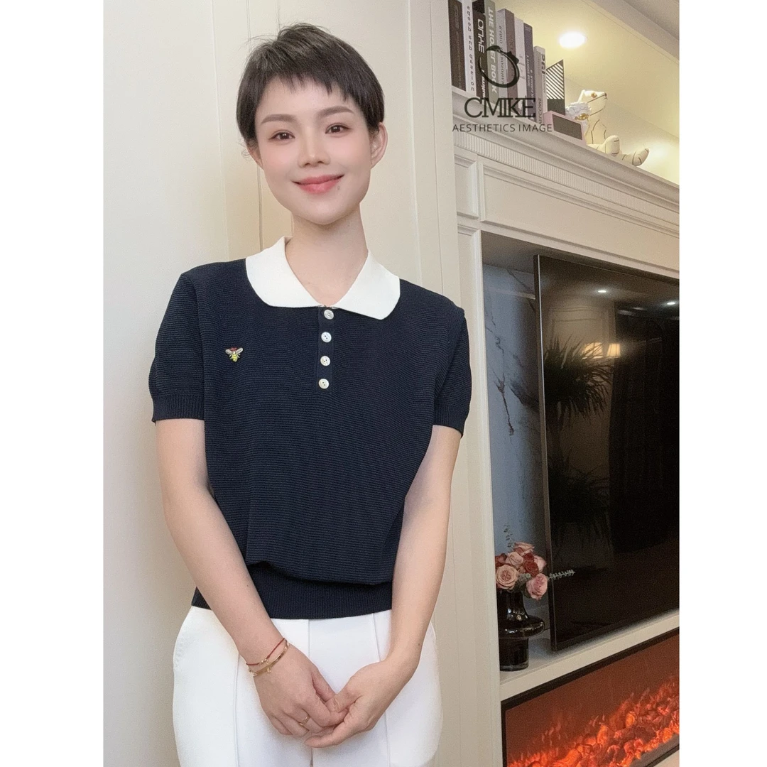 【蜜客原创】时尚休闲百搭韩版polo领套头针织翻领毛衫2501M000284
