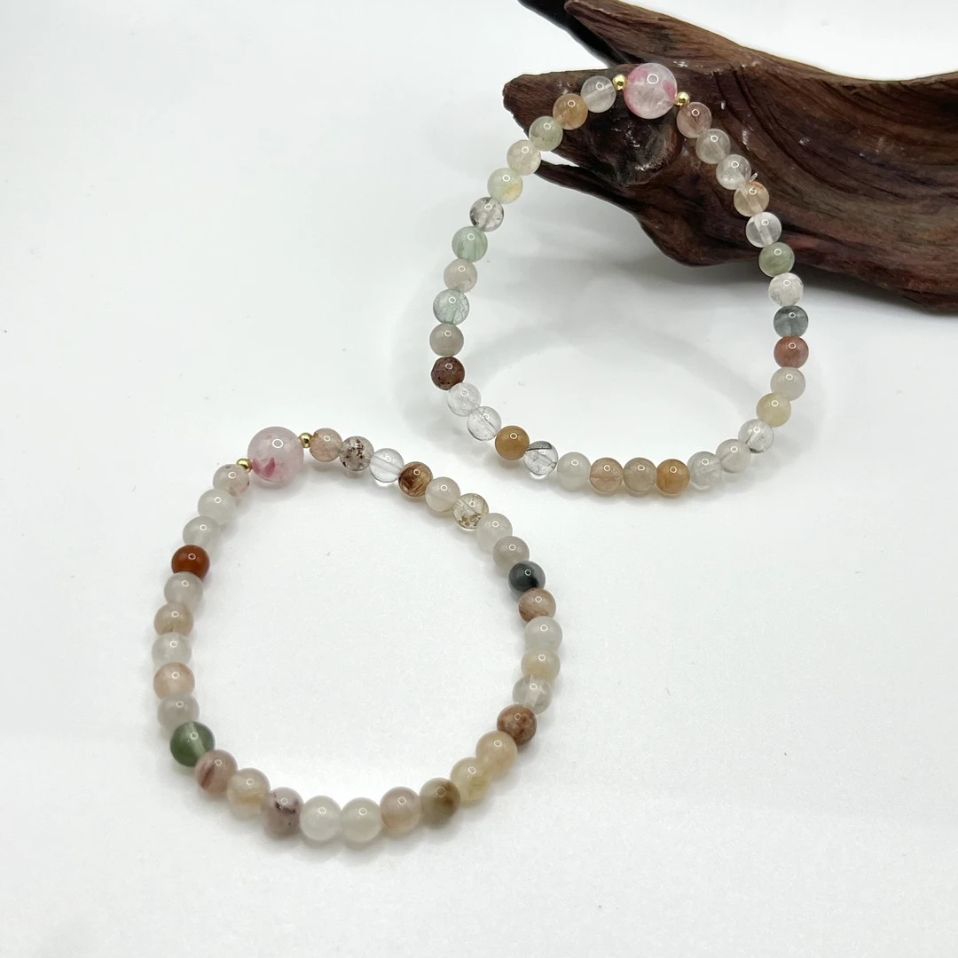 【小宝珠宝】23 T18823-彩兔毛DIY水晶单圈手串-多样性发一件-5mm