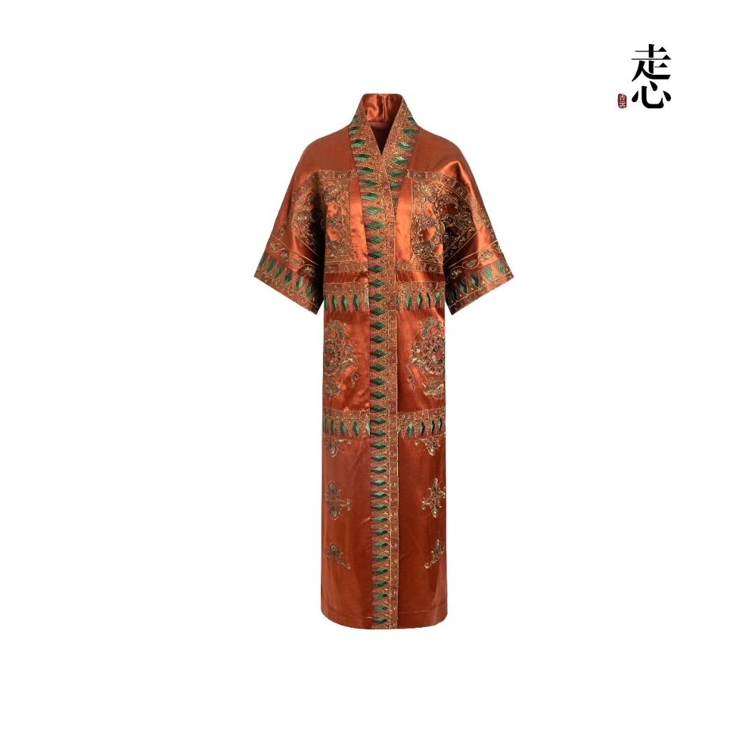 【走心非遗香云纱】莲花三兔金橘 长外披24ZLY5214