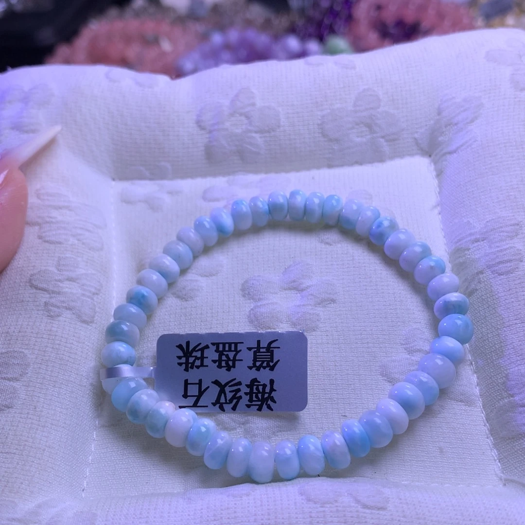 水晶银S925镶嵌手串海纹石算盘珠7m+