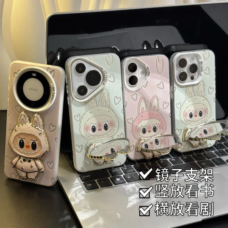 小怪兽镜子支架适用iPhone苹果16手机壳华为p70vivoppo小米15套潮