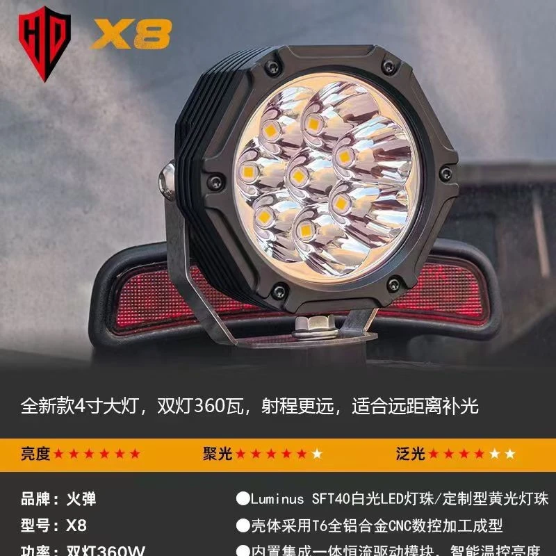 火弹射灯X8超级远射辅助射灯火弹射灯h4s对方视角