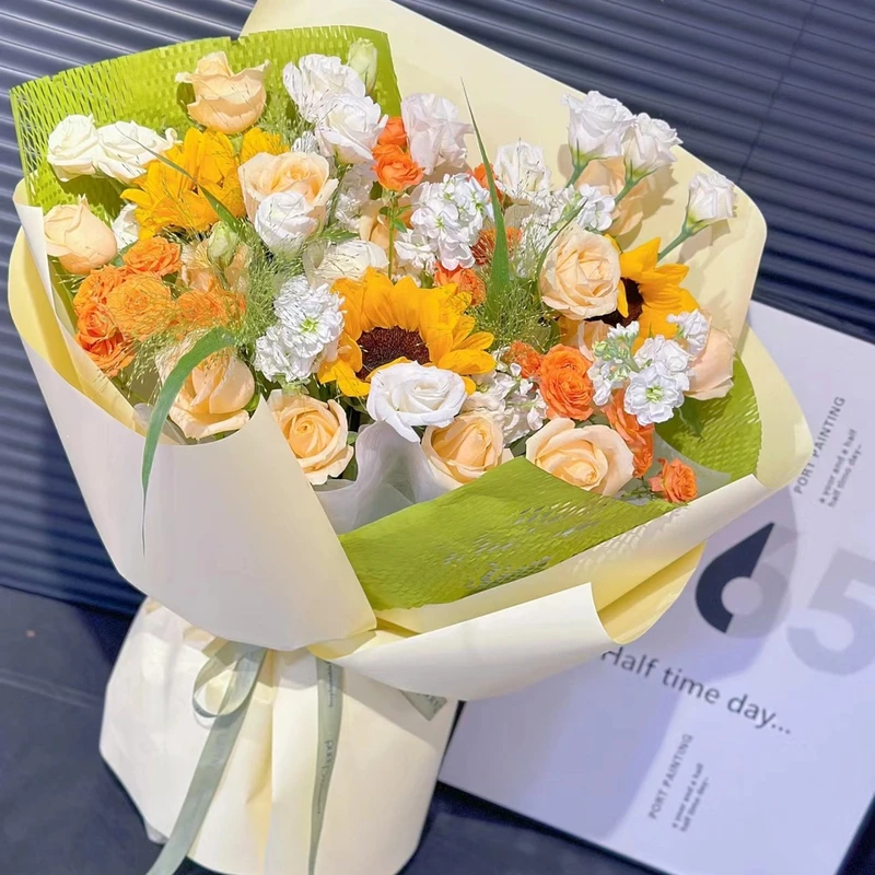 〖全国同城配送可预定〗送老师成人礼向日葵香槟花束鲜花同城配