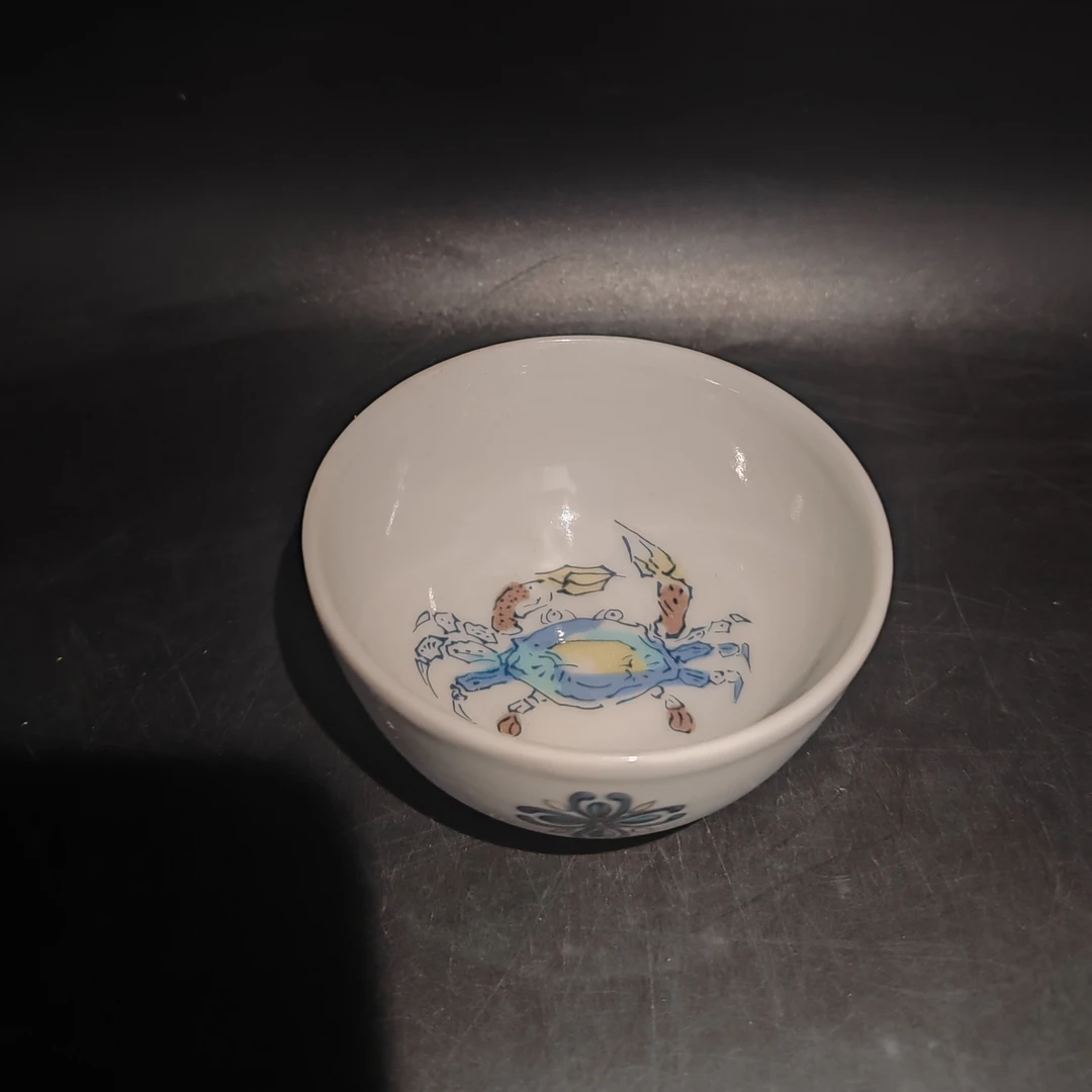 九谷烧手绘螃蟹交趾杯 01/16