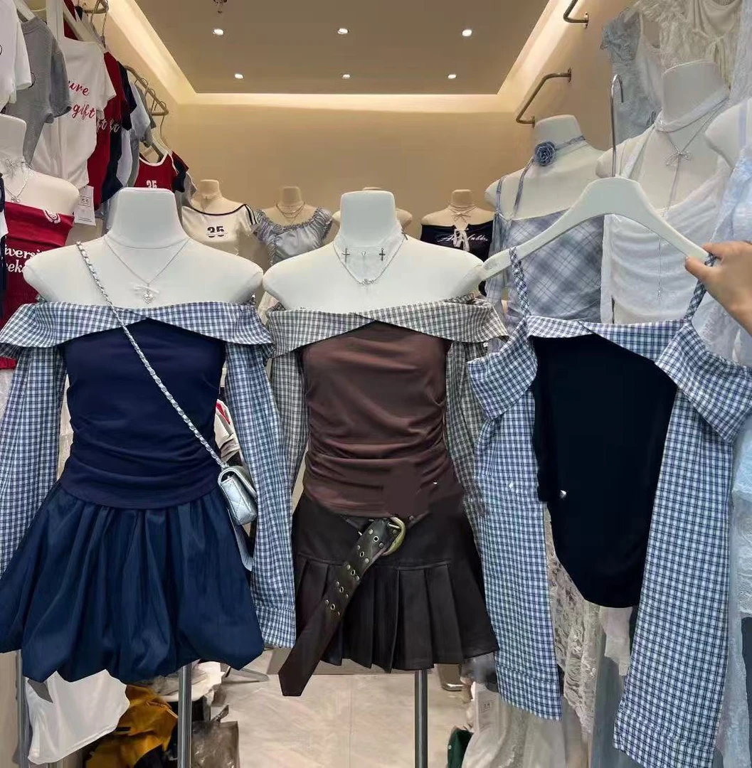 小仙女衣橱法式气质收腰显瘦吊带一字肩性感上衣