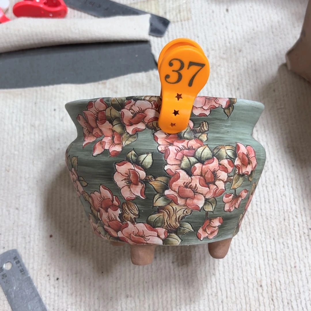 春***开紫砂花盆陶瓷多肉花盆精品
