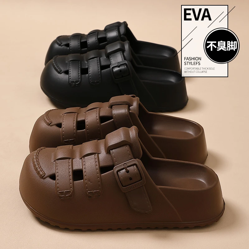 向伦家居外穿洞洞鞋女款厚底夏季软底防滑包头凉拖女士外出勃肯鞋