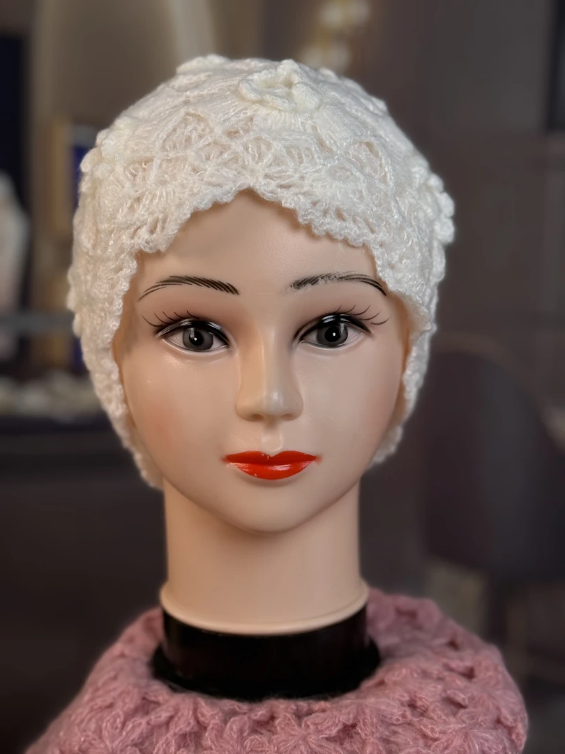 包头帽针织帽街头风包头盆帽贝雷帽花朵帽子秋冬