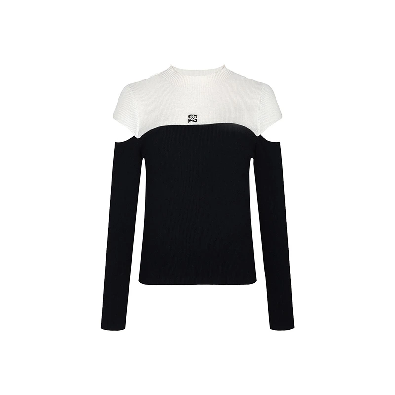 【品牌】商场同款春秋新品黑白撞色拼接针织衫NDY1A41586