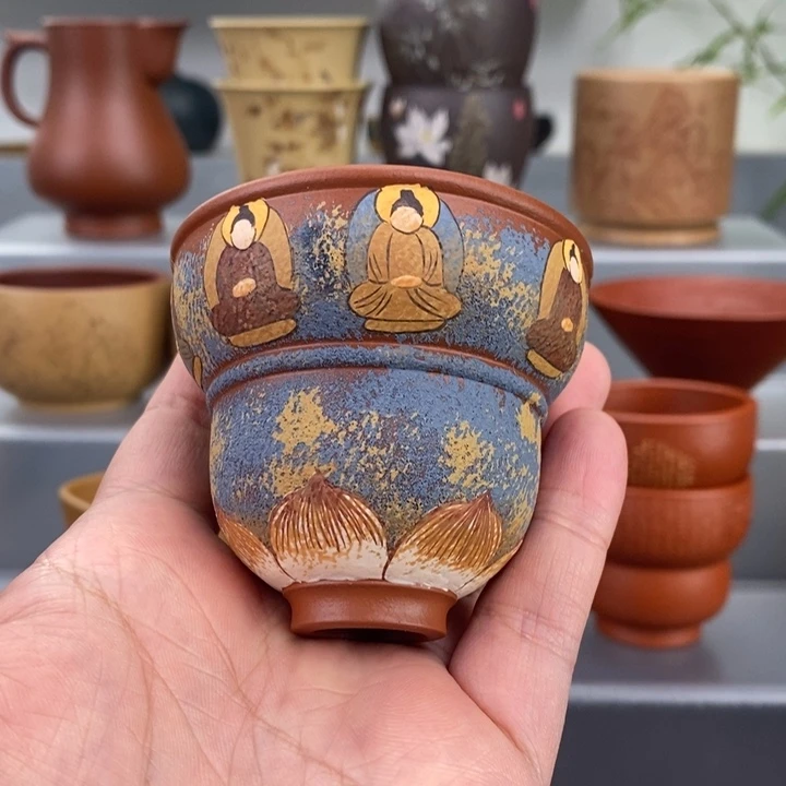 紫砂茶杯诗**耳宜兴主人杯