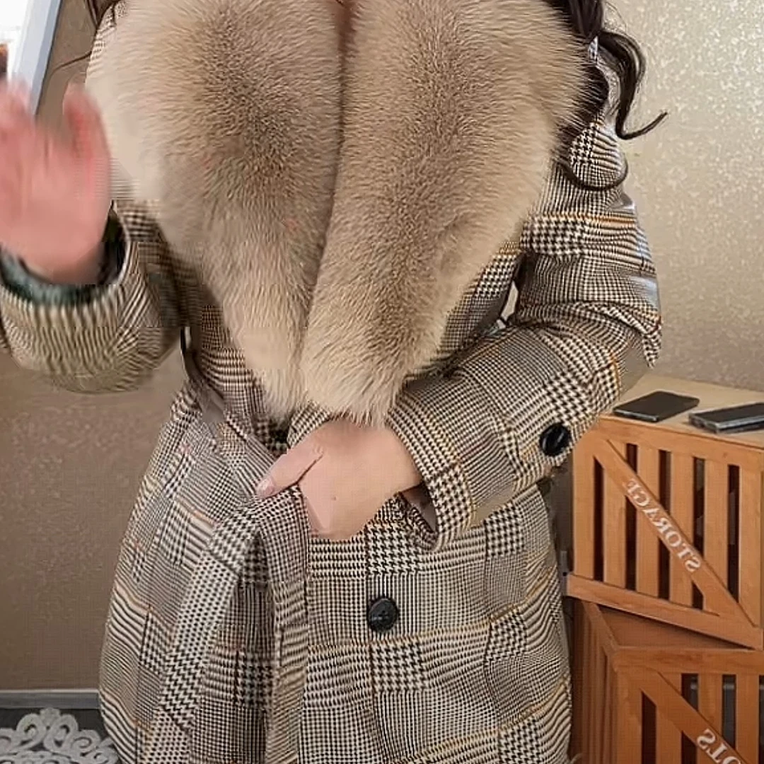 真皮绵羊皮时尚英伦格加棉堆堆裤可脱卸套装