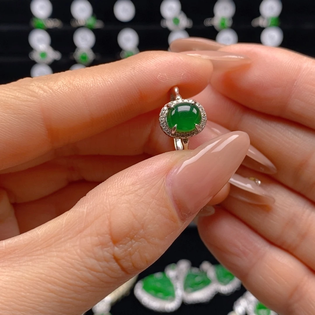 翡翠挂件银S925镶嵌翡翠