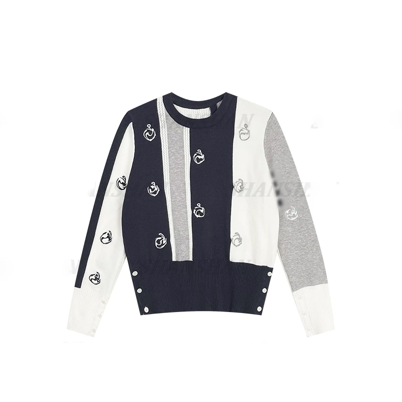 【YANYAN】拼色船锚百搭轻奢时尚套头毛衣YY-1528