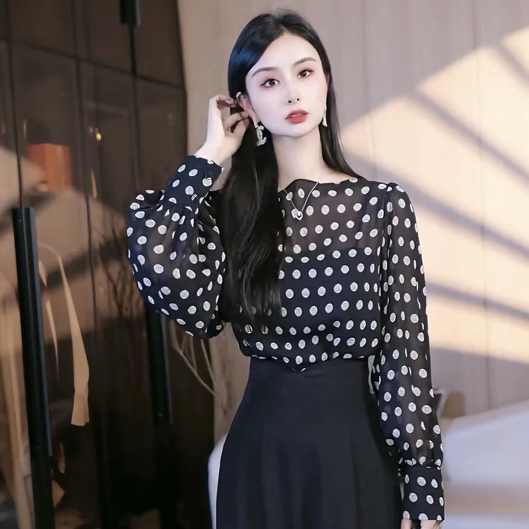 刘欣服饰 2025新款秋装网红长袖气质复古气质时尚上衣5120