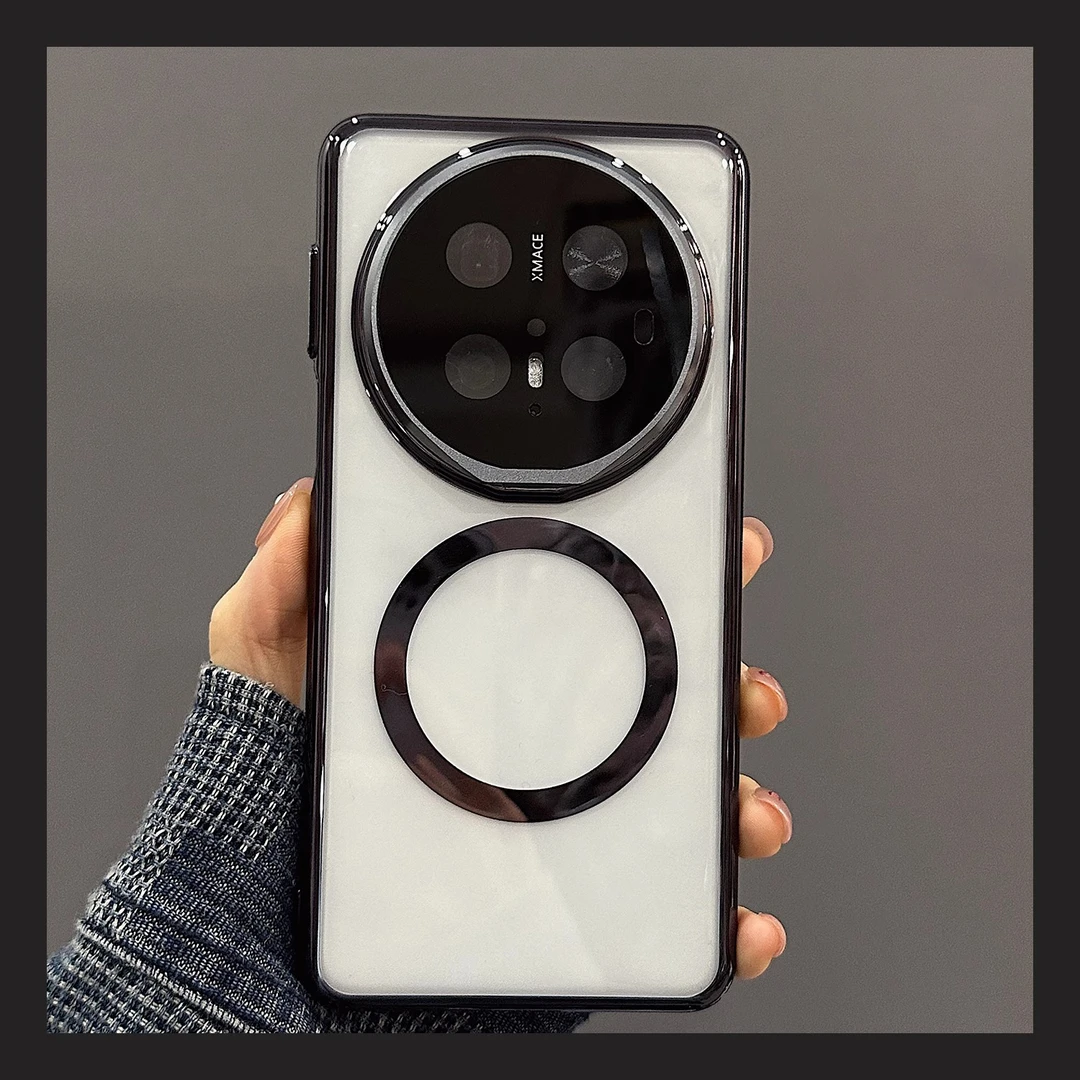 适用华为mate70pro手机壳透明轻薄mt70防摔磁吸镜头支架70pro简约