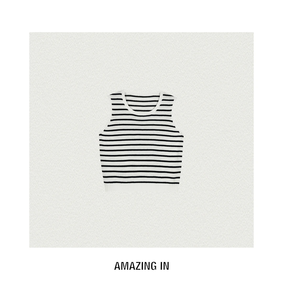 AMAZING IN | 亚麻x棉 | 时尚百搭条纹背心 A250629-AI56BTT3003