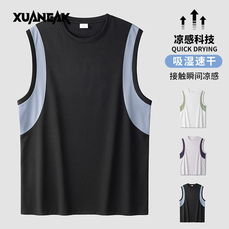 XUANEAK男士潮流T恤无袖宽松百搭上衣透气青年运动修身型夏季薄款