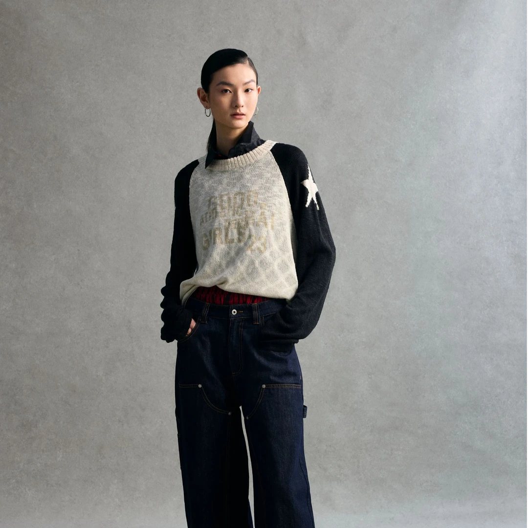 【茉舍】GOODBAI 23 logo圆领插肩袖长袖针织衫G25SSFSW0019-399