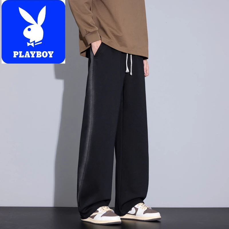 花花公子花花公子秋冬季潮牌休闲裤男士宽松阔腿长裤美式宽松百搭