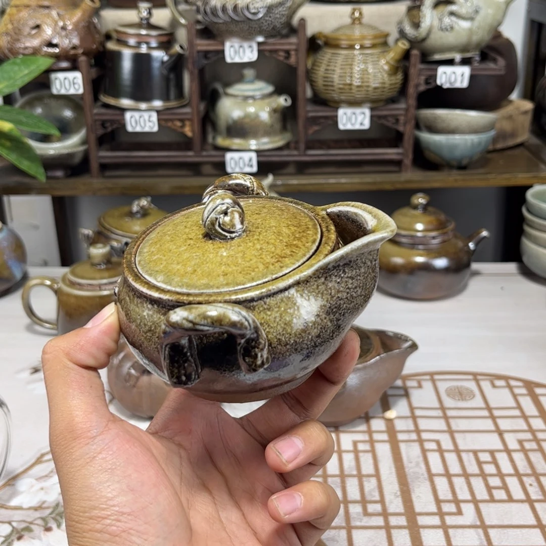 白泥柴烧手抓壶，古法传承裸坯柴烧