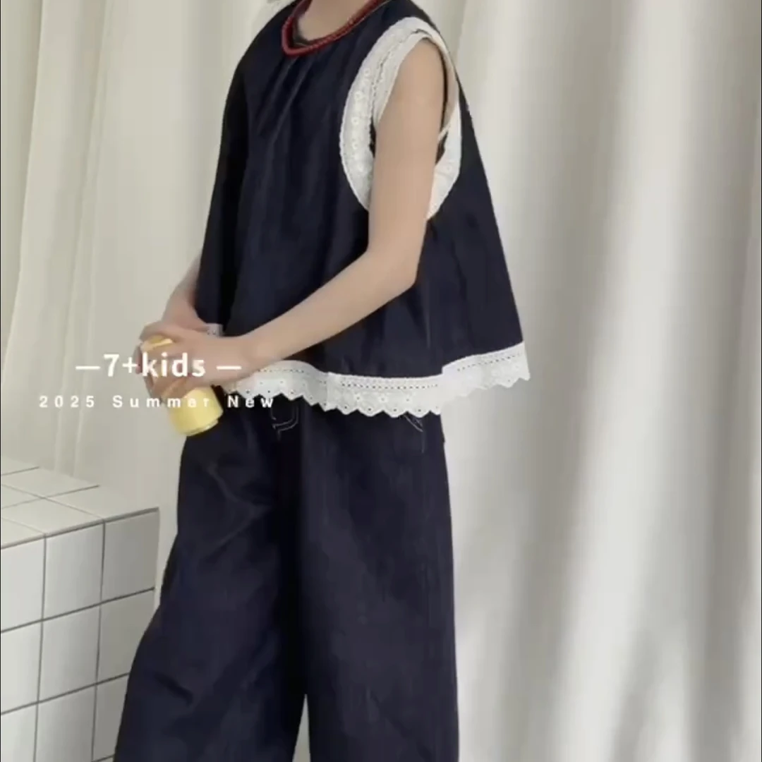 6661儿童坎袖牛仔套装