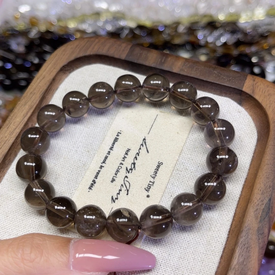 水晶颈饰未镶嵌天然茶晶卡11.2手串