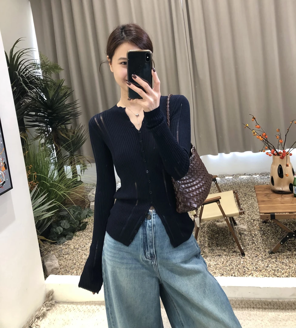 【运补6-8】简约高级～设计感单排扣显瘦针织衫25秋季新款修身显瘦