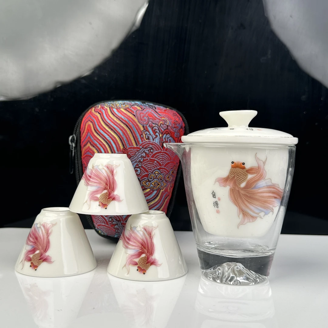 悠然 锦鲤【旅行套】白-一壶三杯 C0161