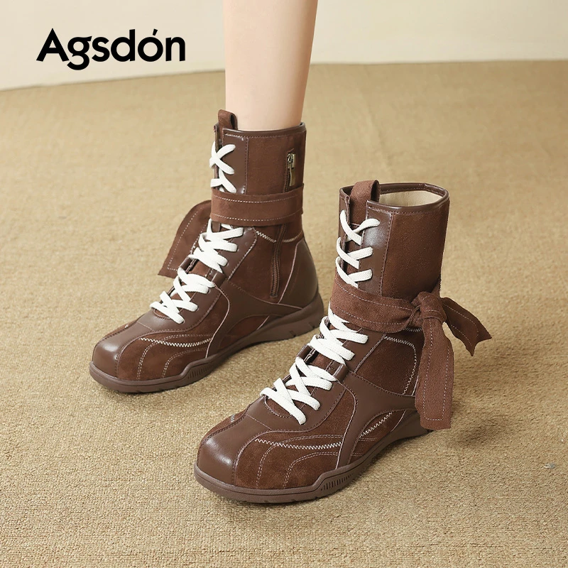 Y奥古狮登美拉德短靴女2025新款马丁靴新疆旅游棕色西部牛仔靴子Y