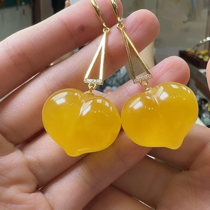 琥珀未镶嵌颈饰耳坠