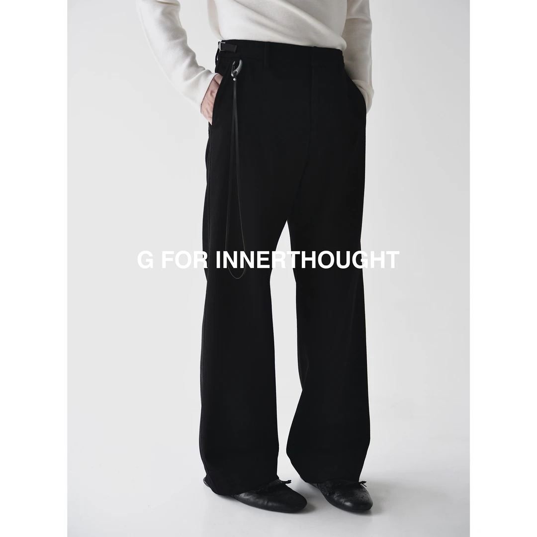 G FOR INNERTHOUGHT|欧洲进口重磅挺括粗斜纹宽边直筒羊毛西裤