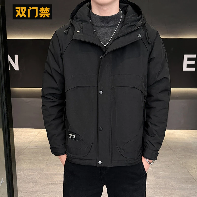 连帽棉衣男士加厚短款2025冬季新款宽松户外工装棉服保暖冲锋衣潮