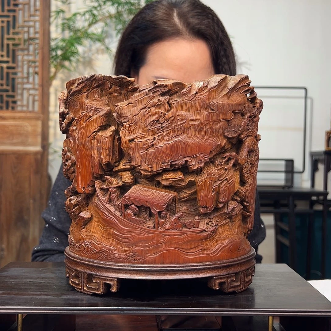 竹大*赤壁夜游笔筒竹