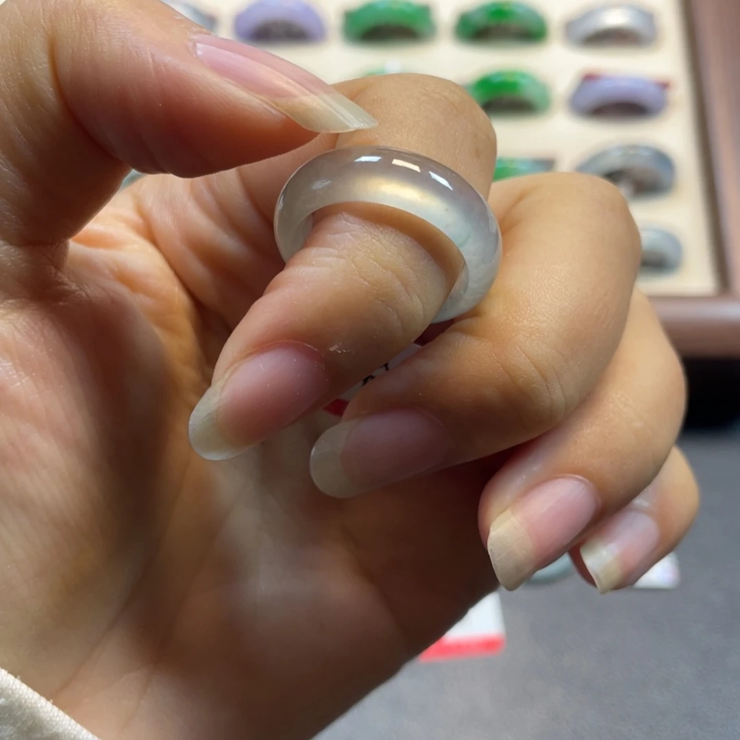 翡翠未镶嵌戒圈飘花蓝钢 14