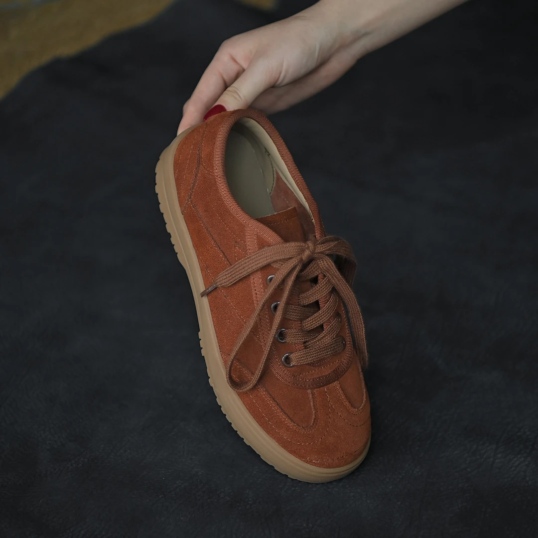 复古圆头平底系带德训鞋女2025夏季新款舒适时尚休闲鞋女鞋