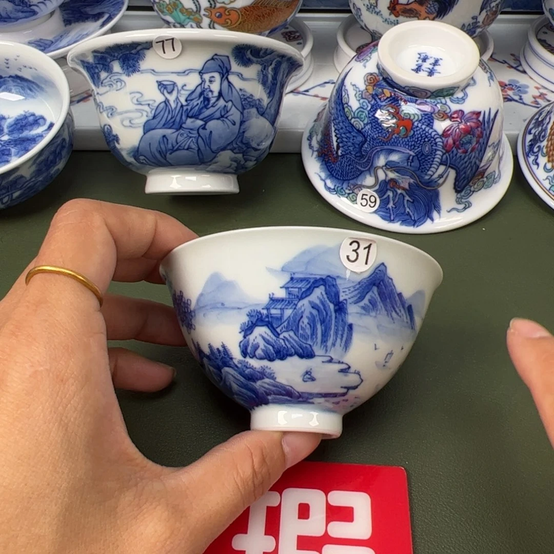 陶瓷景德镇纯手工纯手绘茶具木木31口