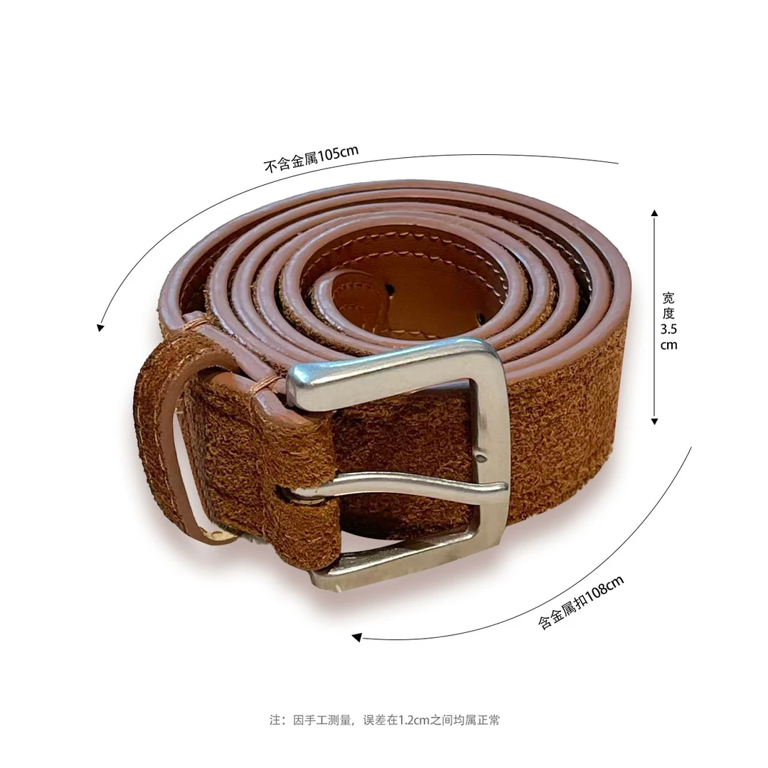 HH.CHAN“反绒皮带”100%牛皮反绒新款纯色复古腰带HH53V39803