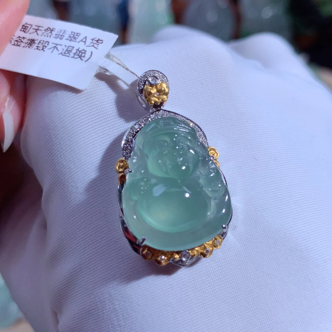 翡翠颈饰18K金镶嵌财财