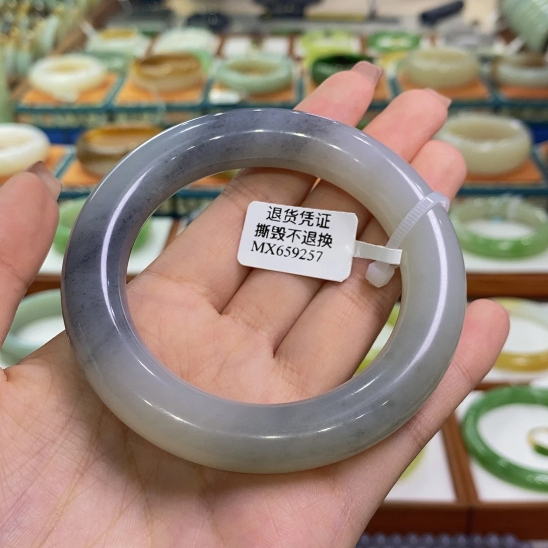 和田玉未镶嵌手镯籽青花57/58